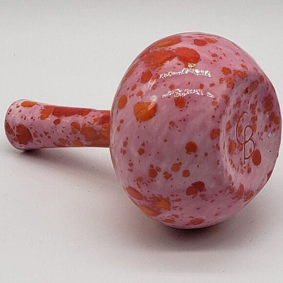 𝅺Signed MCM Pink Orange Red Lava Glaze Art Pottery Bud Vase - Picture 3 of 14